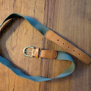 Tan and Green Women's Fabric Belt